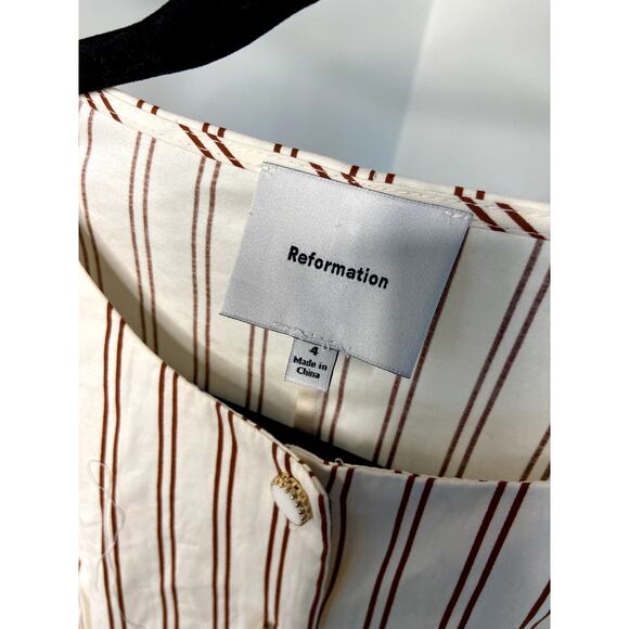 Reformation Halia Midi Dress in August Stripe size 4 - Picture 3 of 8